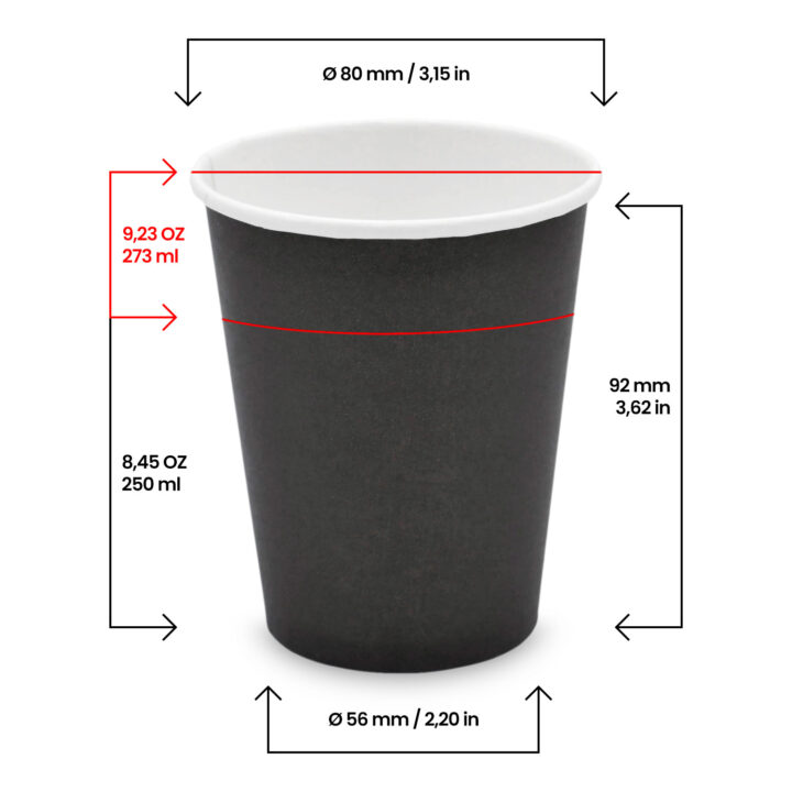Einwand-Pappbecher "Black" 250 ml 50 Stück – Bild 2