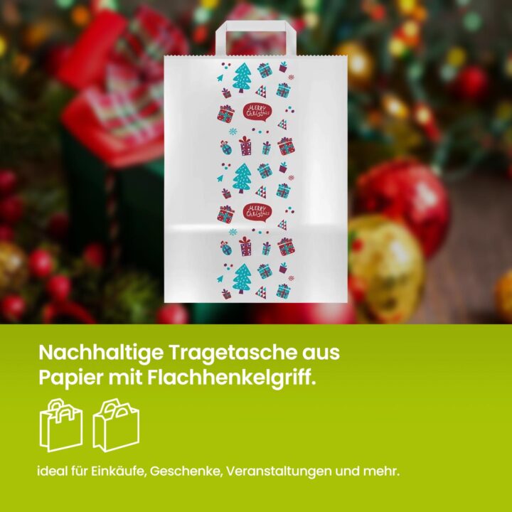 Tragetasche aus Papier "Weihnachten" mit Flachhenkelgriff – Bild 3