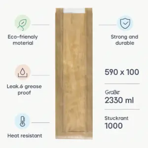 Baguettebeutel, Faltenbeutel mit perforiertem Fenster "Kraft" – Vorteile und Eigenschaften