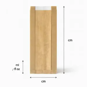 Baguettebeutel, Faltenbeutel mit perforiertem Fenster "Kraft" – Maße und Fassungsvermögen