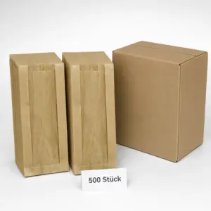 Bäckerbeutel, Faltenbeutel mit Fenster "Kraft" – Verpackungseinheit