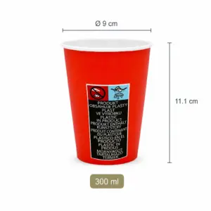 Einwand Pappbecher "Red SL" – Maße und Fassungsvermögen